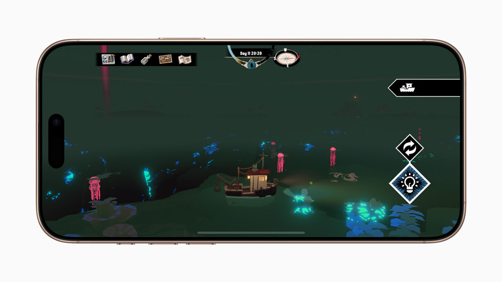 Lối chơi Dredge được hiển thị trên iPhone 16 Pro. 